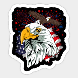 Patriotic American Bald Eagle USA Flag Bird 4th Of July Sticker